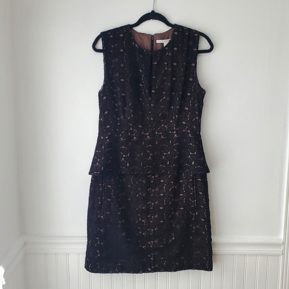 Diane von Furstenberg Delian Lace Pebble Black Dress Fitted Cocktail Women's 10 - Picture 2 of 12